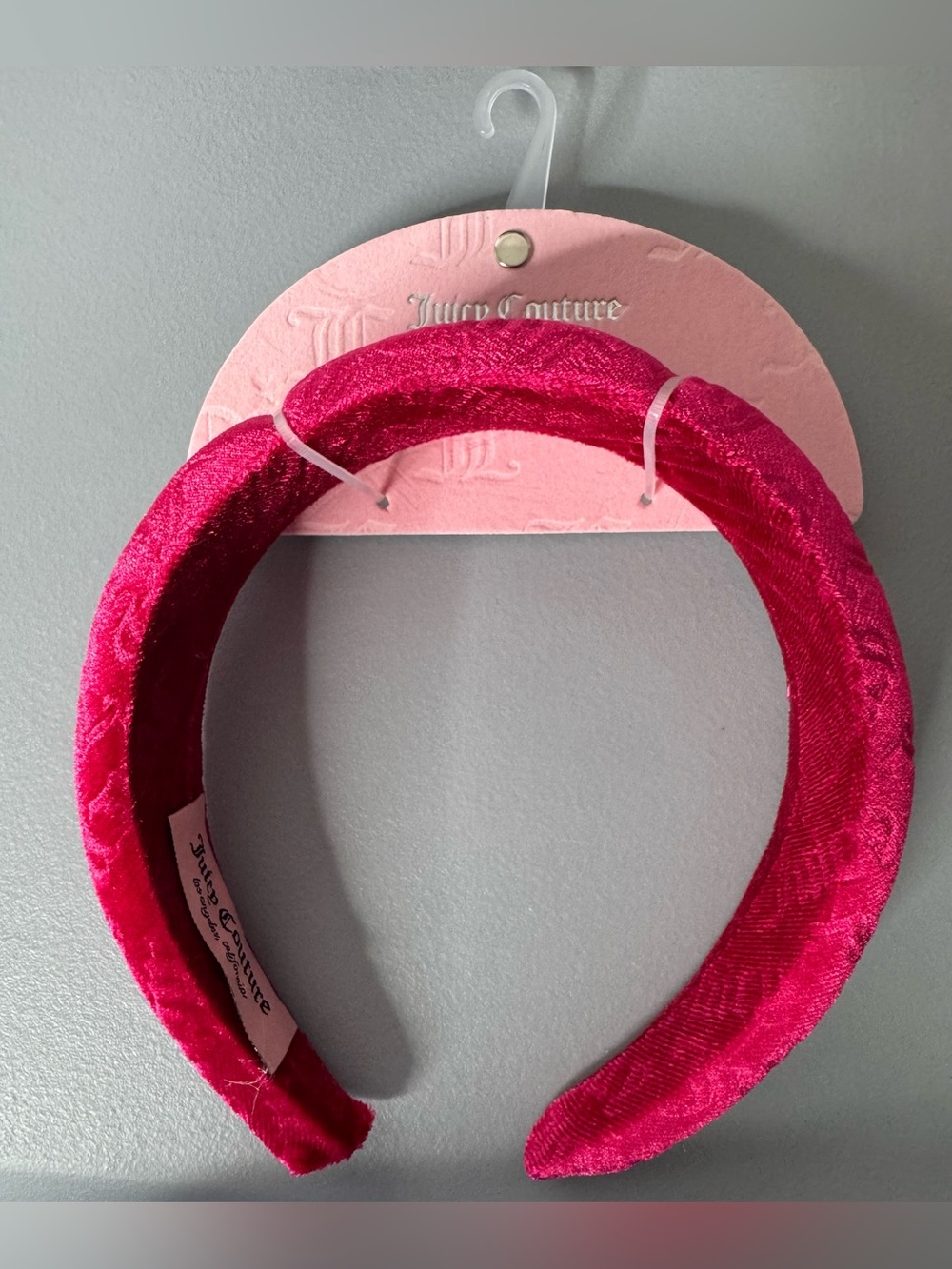 Juicy Couture logo Vibrant Fuchsia Velvet Padded Headband vibrant girly fab